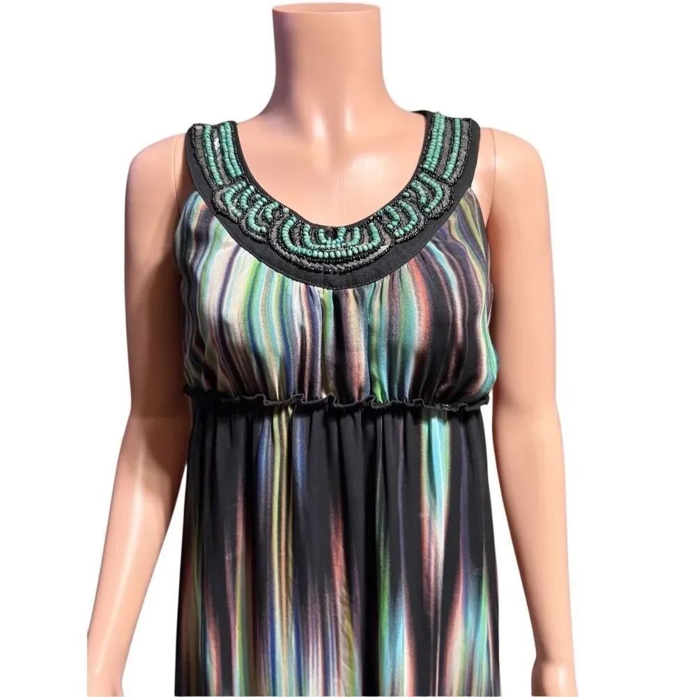 Samijo multicolored maxi dress with a beaded neckline M/8